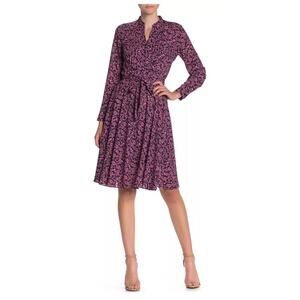 Nanette Lepore Women Floral Belted Dress Size 14 Pink/Black NWT $128